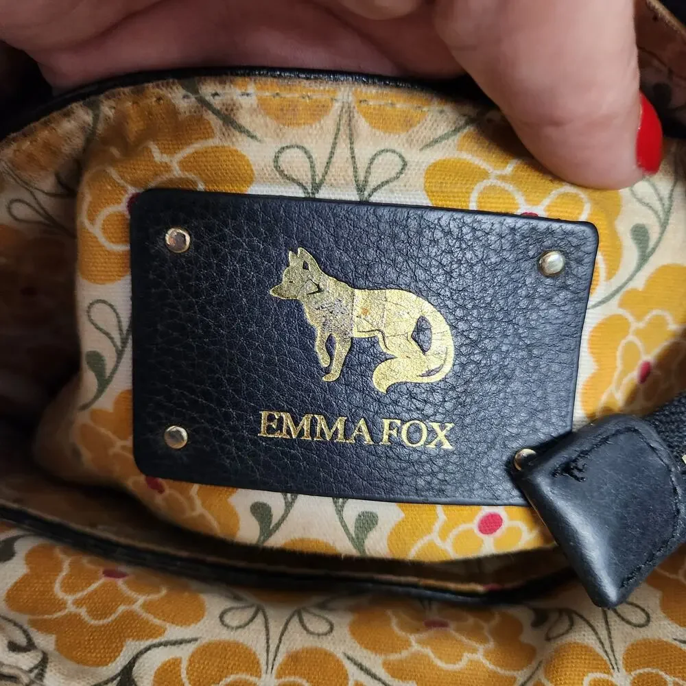 Emma Fox Black, Purple & Grey  Leather Crossbody Handbag with Gold Hardware